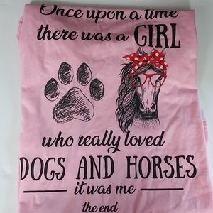 Girl Loves Dogs and Horses Graphic Tee